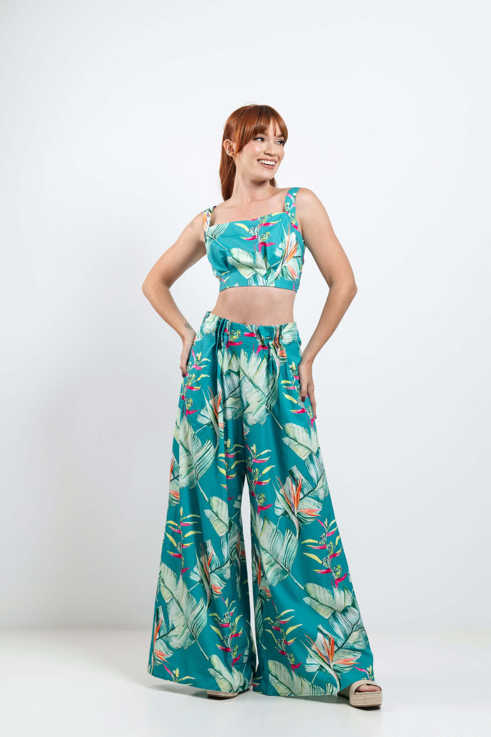 Set verde estampado