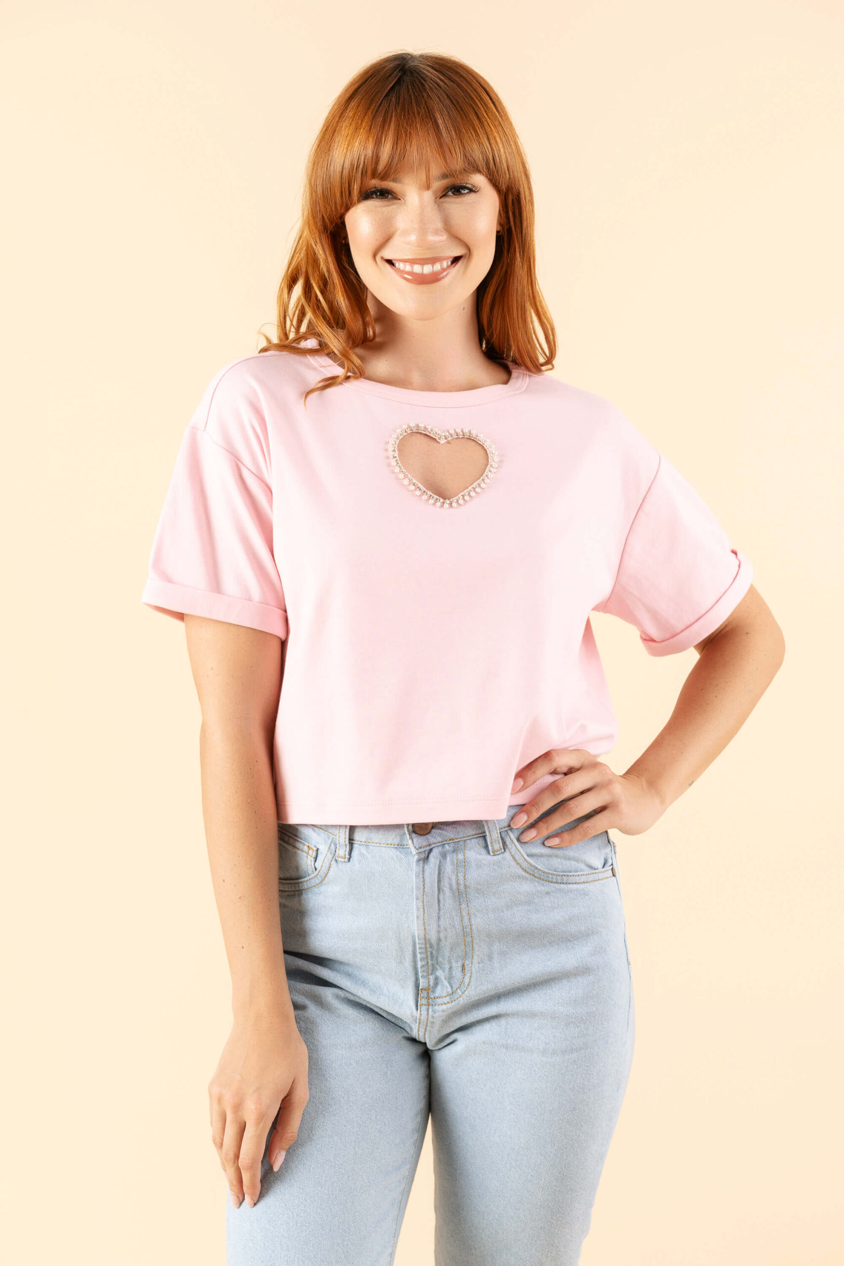 Blusa rosada corazón