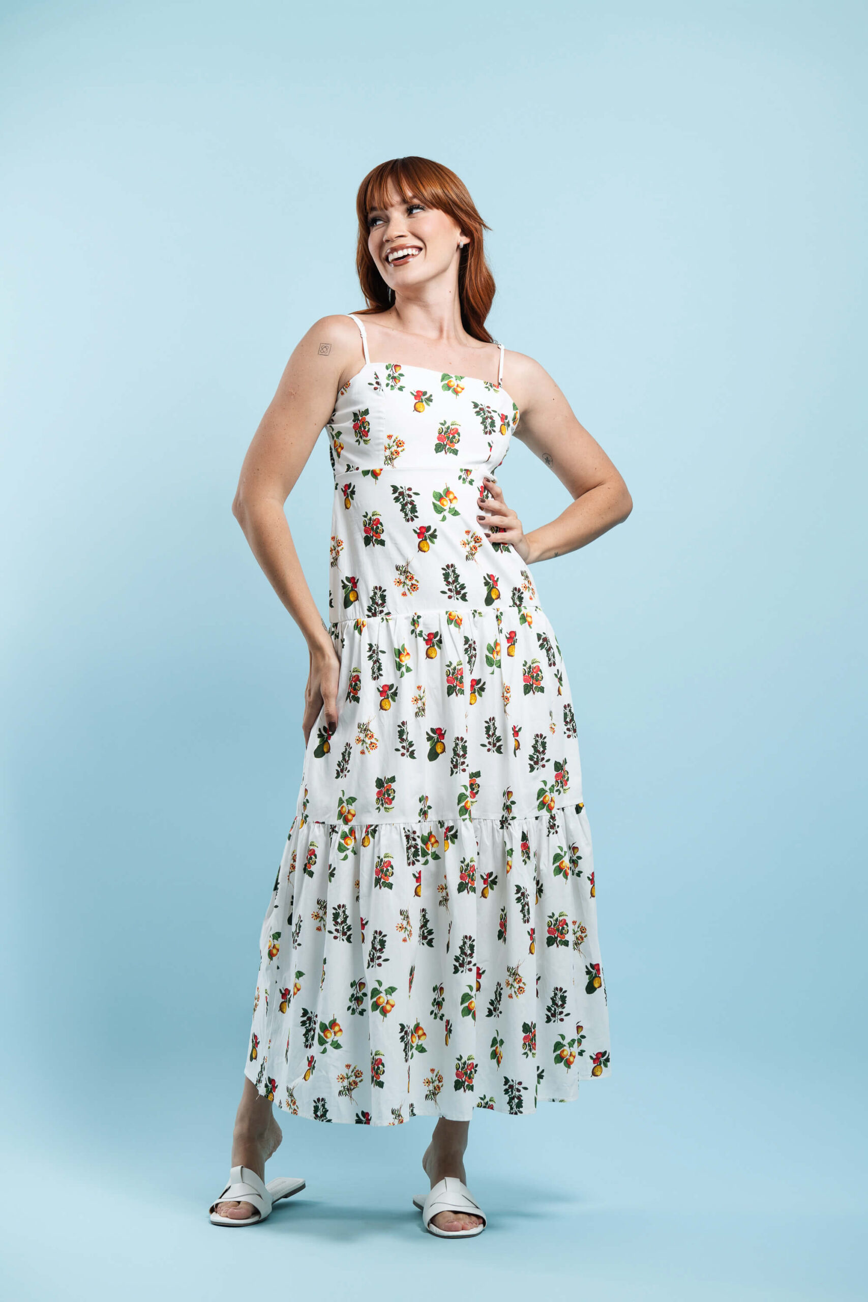 Midi dress estampado Frutal
